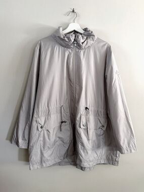 Barbour Jacket Men 2X Beige Hooded Lightweight Utility Rain Coat Gorpcore